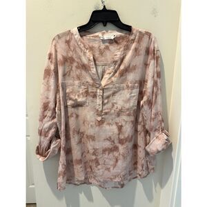 Carve Designs Blush Tan Tie-Dye Cover Up Tunic organic cotton size Large